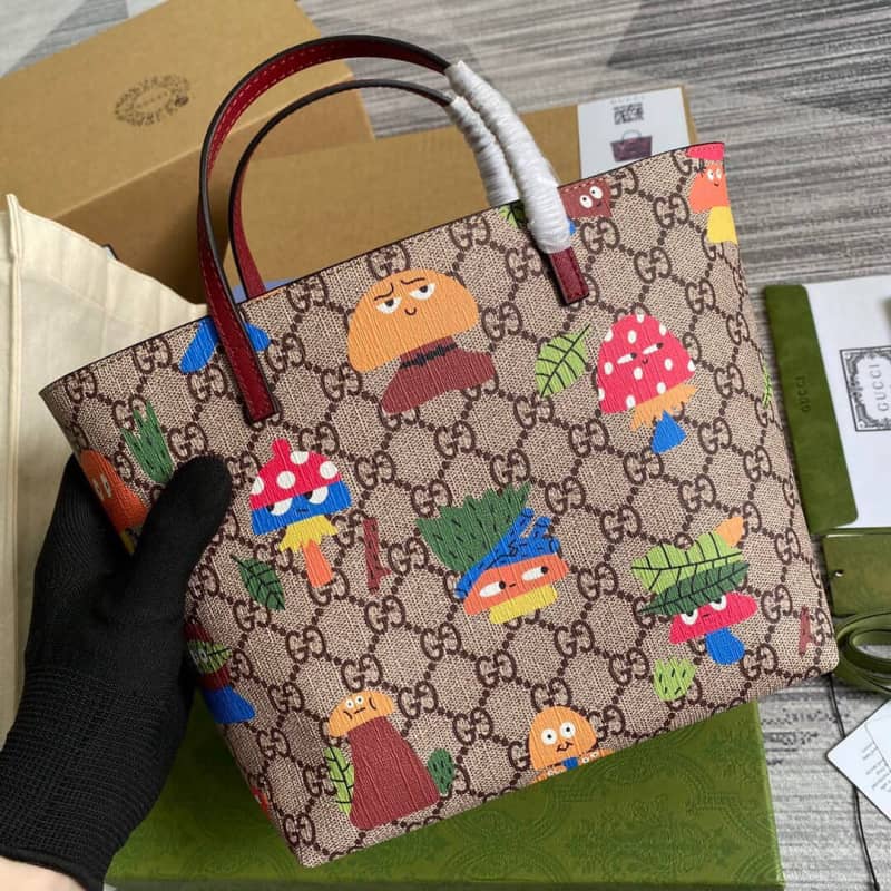 Gvc*1 Children GG Svp*me Canvas Replica Tote Brown 410812