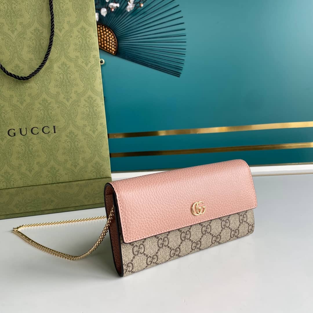 Gvc*1 GG Marmont Leather Chain Wallet Replica 546585