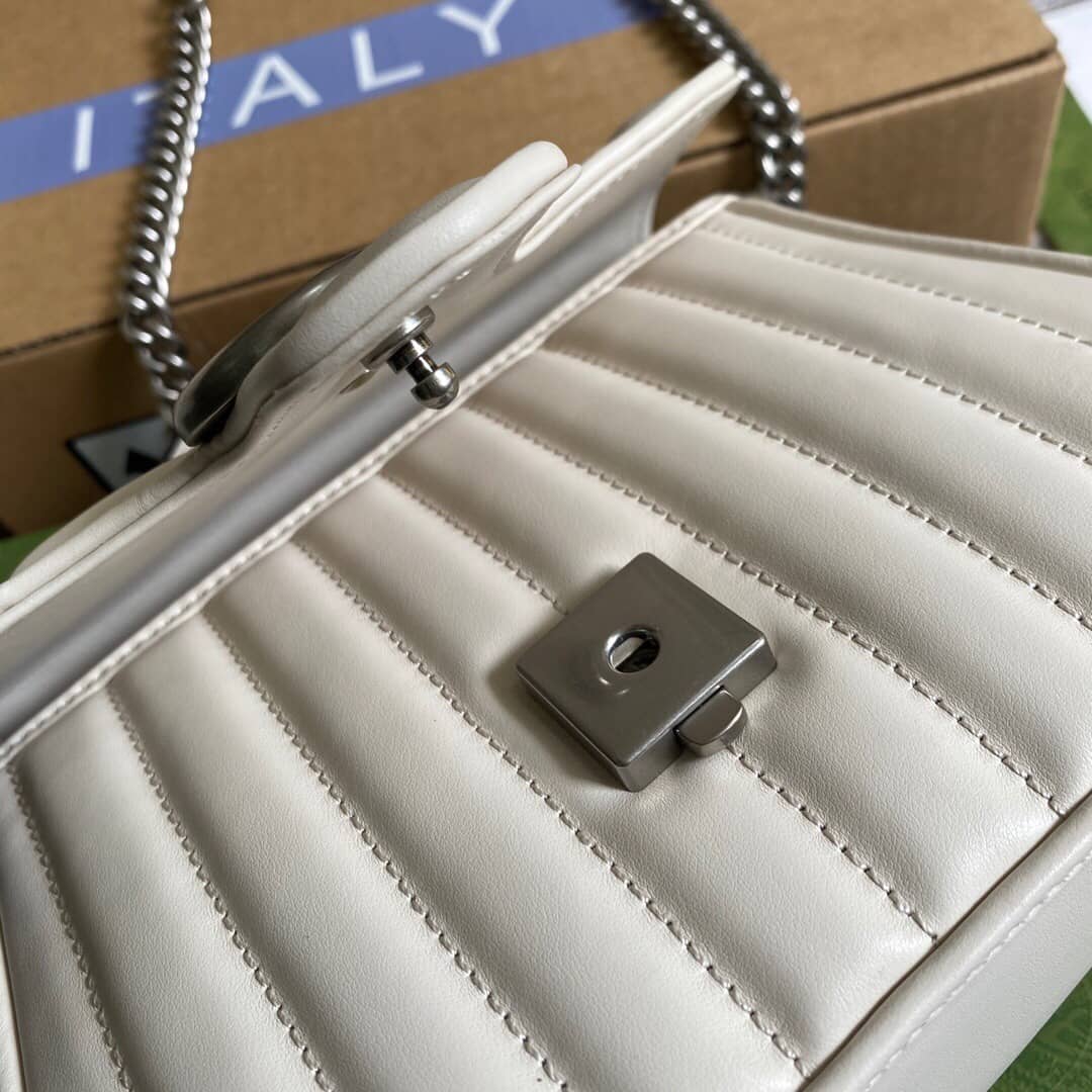 Gvc*1 GG Marmont Mini Top Handle Bag Replica White 583571