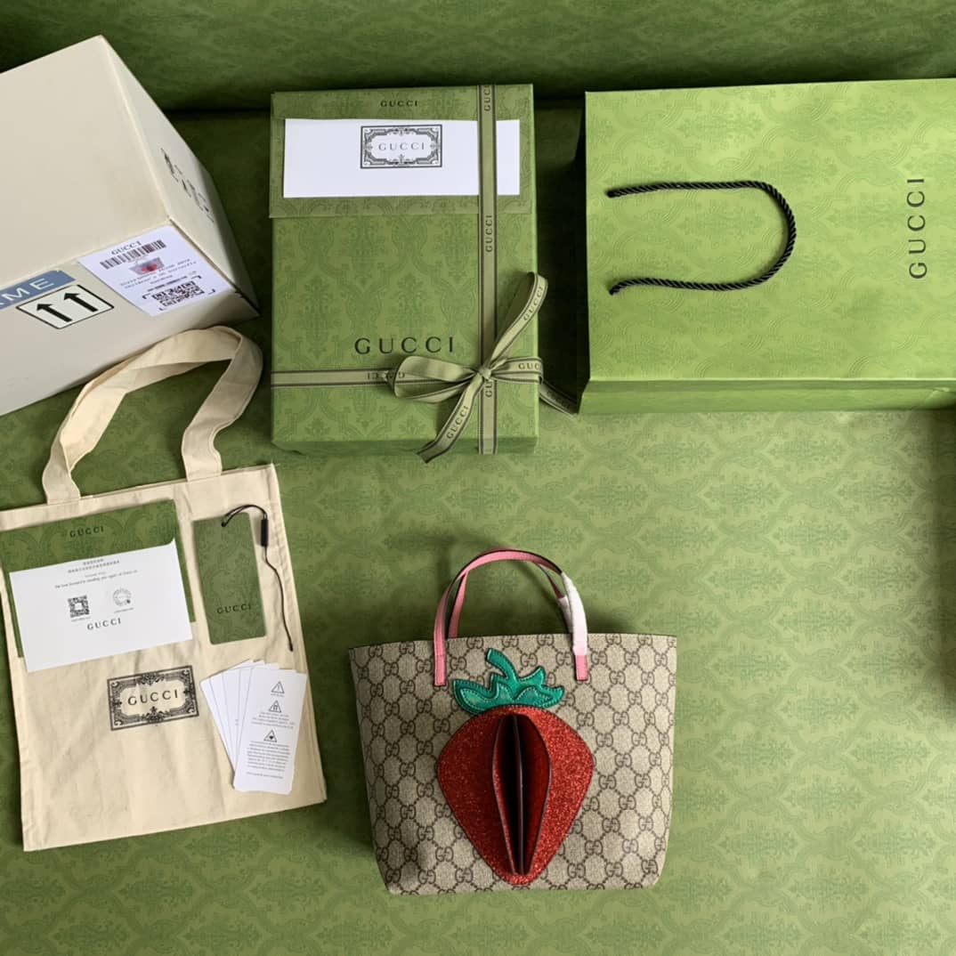 Gvc*1 GG Svp*me Strawberry Shopping Bag Replica 580840
