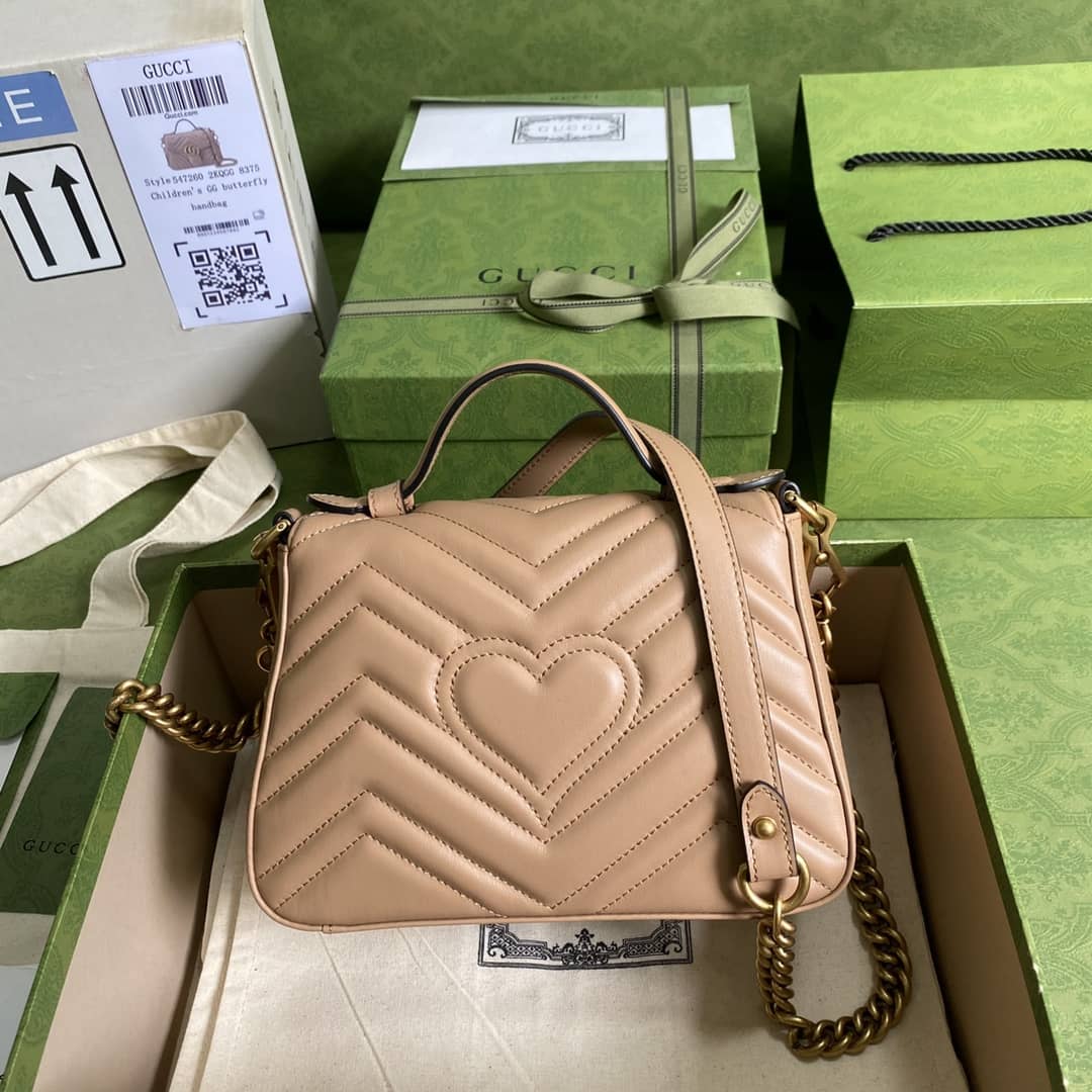 Gvc*1 GG Marmont Mini Leather Top Handle Crossbody Bag 547260 Replica