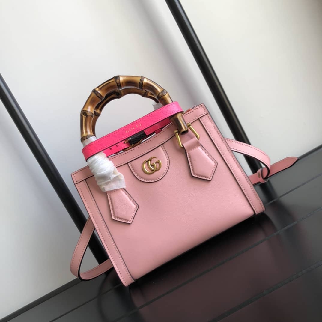 Gvc*1 Diana Mini Bamboo Tote Bag Replica Pink 655661