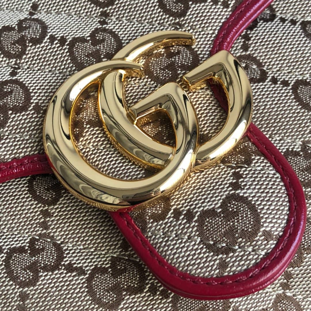 Gvc*1 GG Marmont Mini Top Handle Bag Replica Red 583571