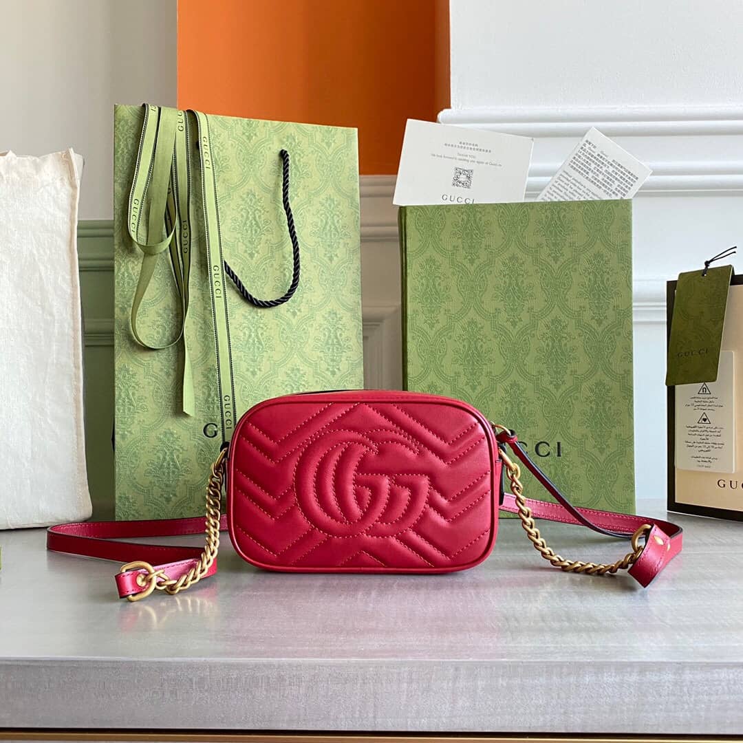 Gvc*1 GG Marmont Matelassé Mini Bag Replica Red 448065