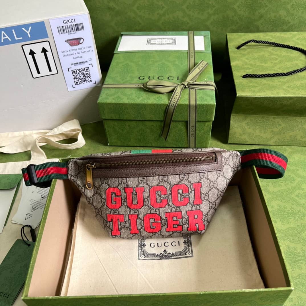 Gvc*1 Svp*me Canvas Tiger GG Belt Bag Beige Ebony 675181 Replica