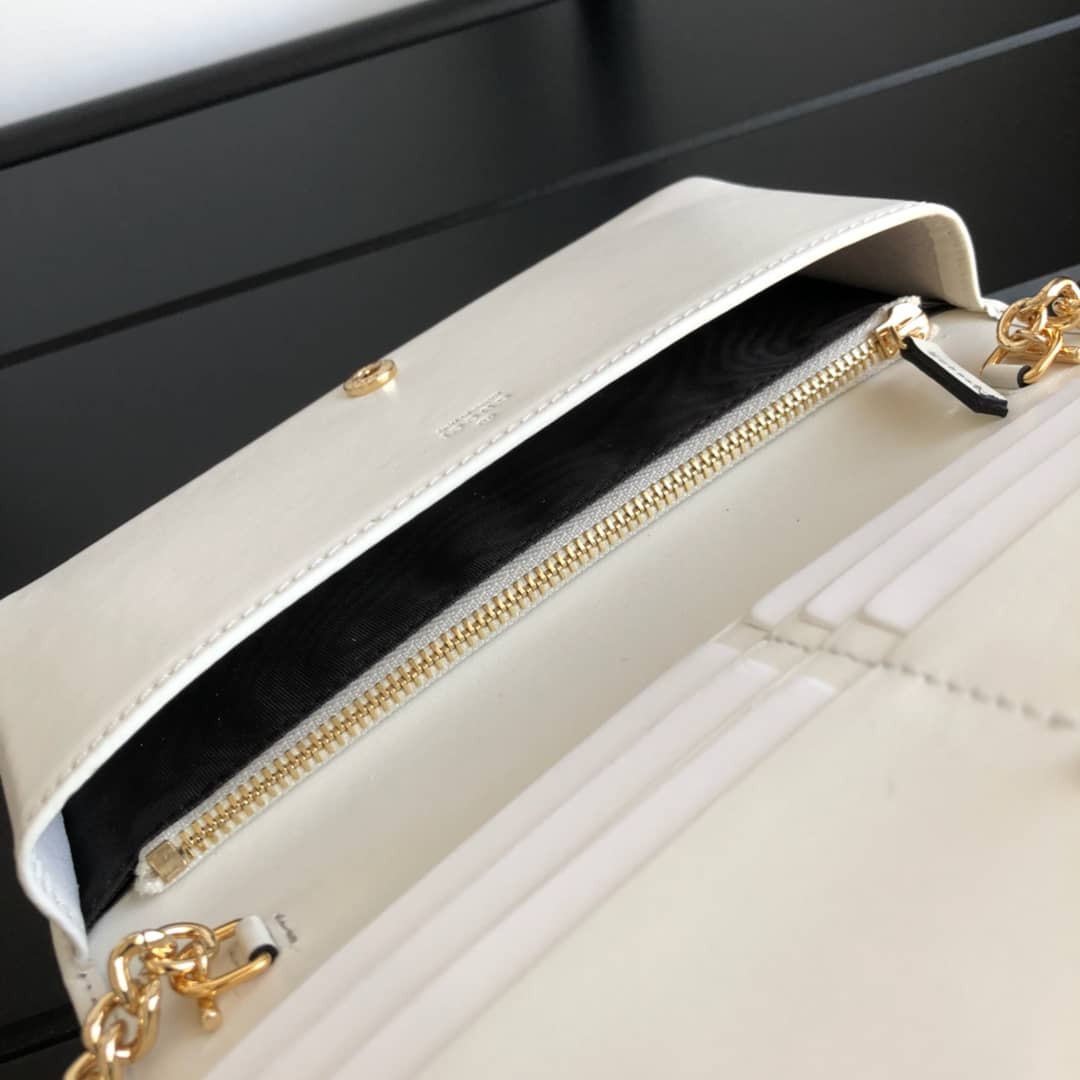 Gvc*1 GG Svp*me Horsebit 1955 Chain Wallet Replica White 621892