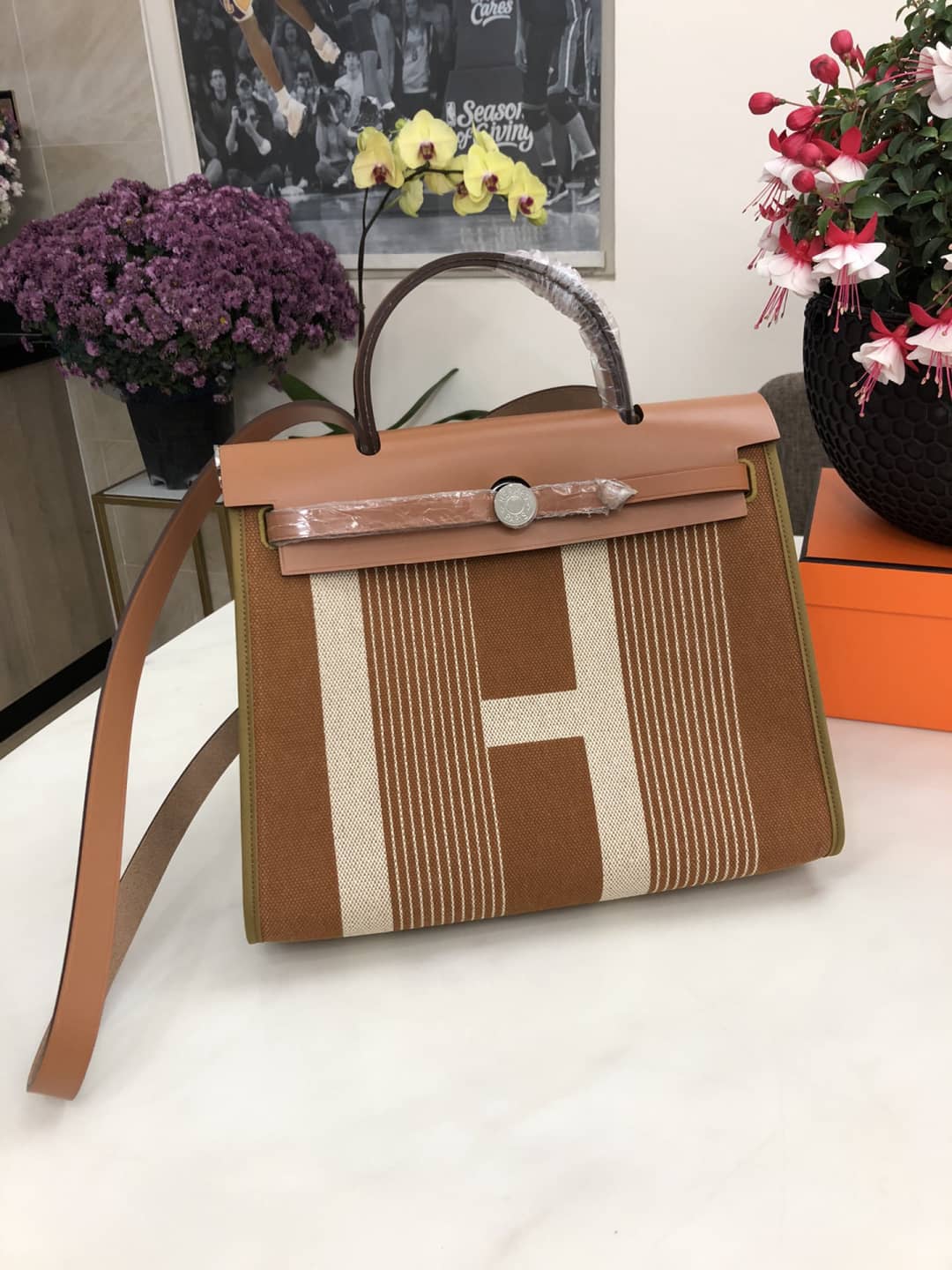 Replica H**me5 Birkin Bag 31 Canvas Leather HerBag