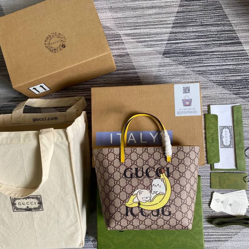 Gvc*1 Children GG Svp*me Canvas Replica Tote Brown 410812
