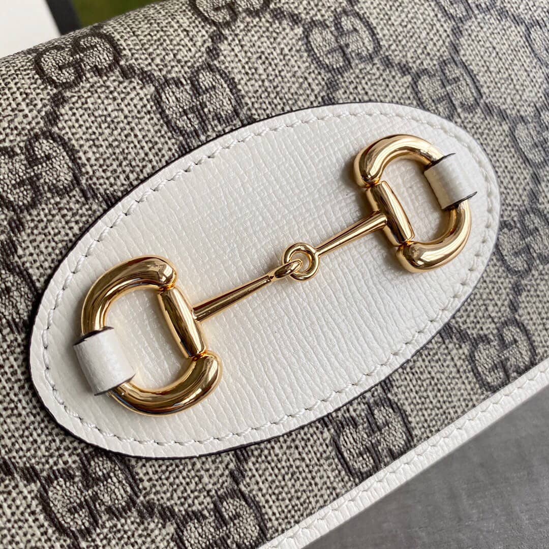 Gvc*1 GG Svp*me Horsebit 1955 Chain Wallet Replica White 621892