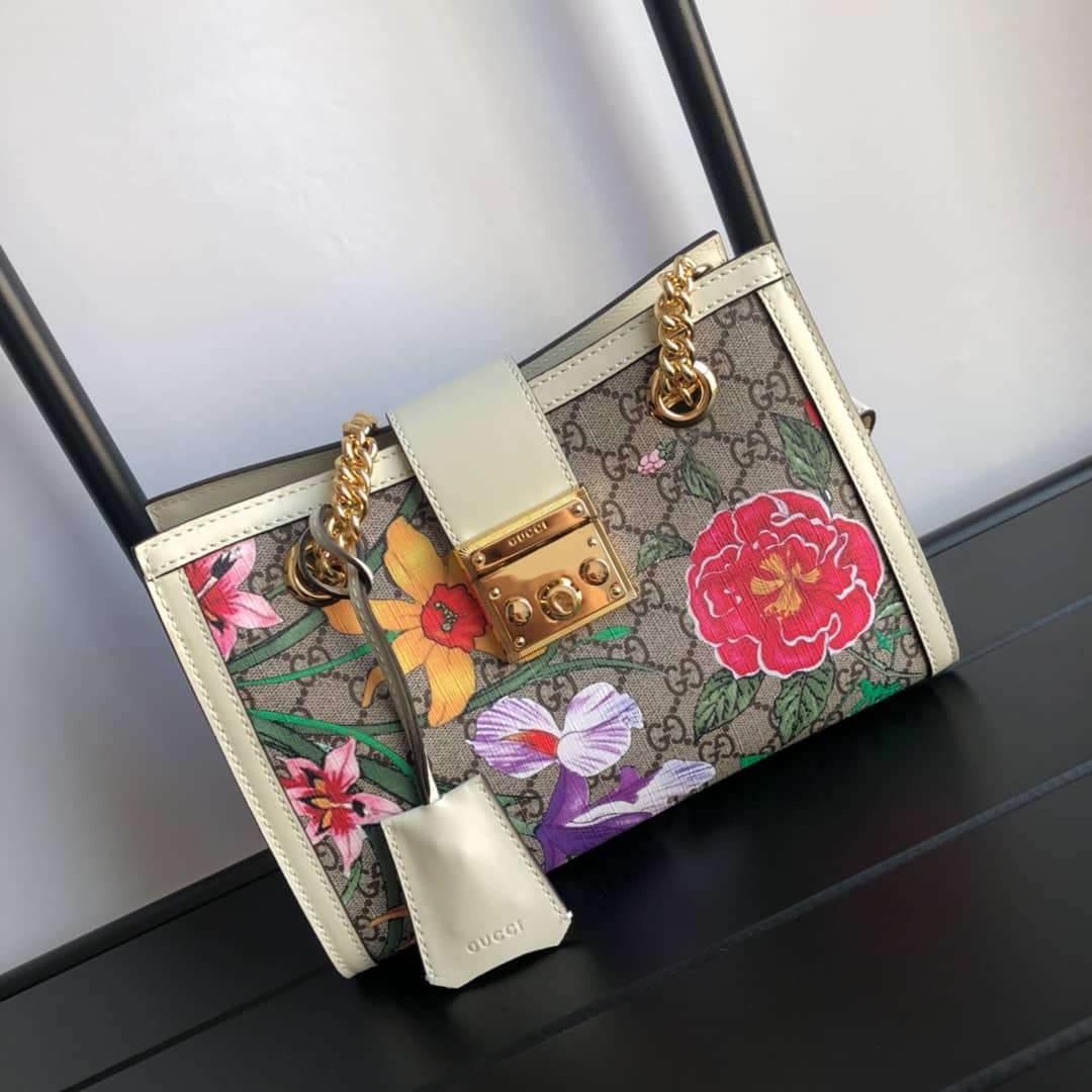 Gvc*1 Padlock Small GG Svp*me Canvas Shoulder Bag Replica Colorful 498156