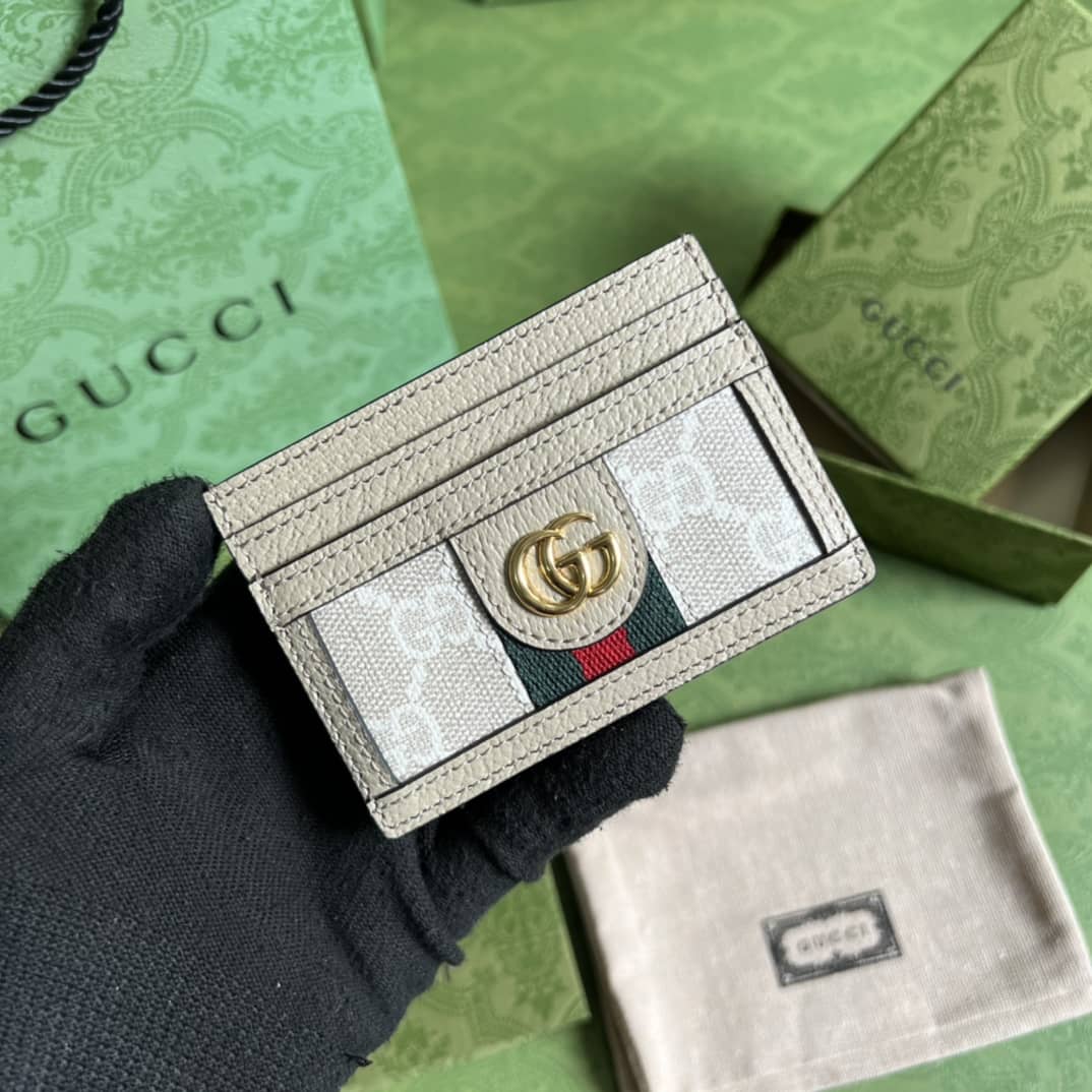 Gvc*1 GG Ophidia Card Case Svp*me Beige White 523159 Replica Wallet