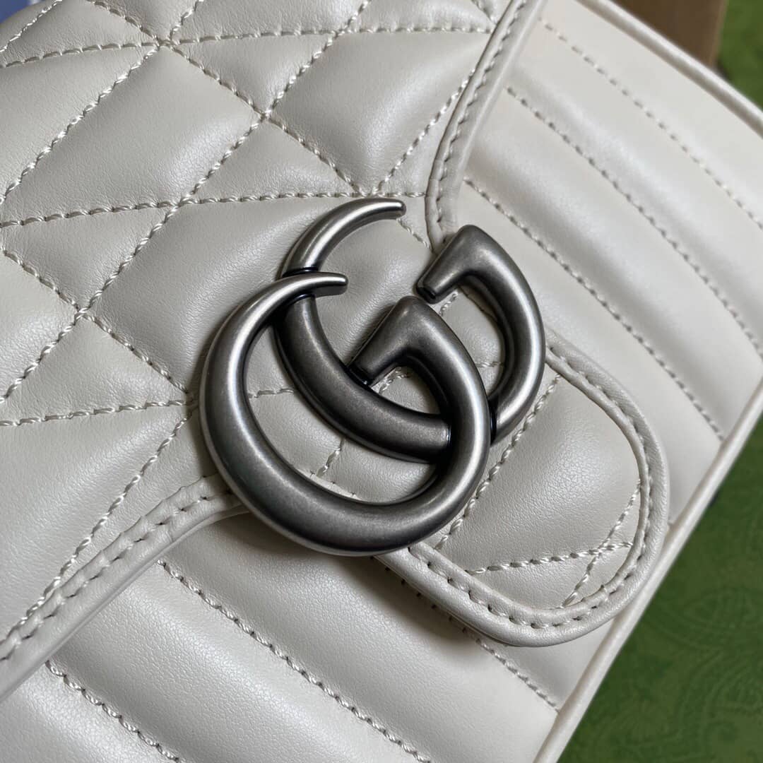 Gvc*1 GG Marmont Mini Top Handle Bag Replica White 583571