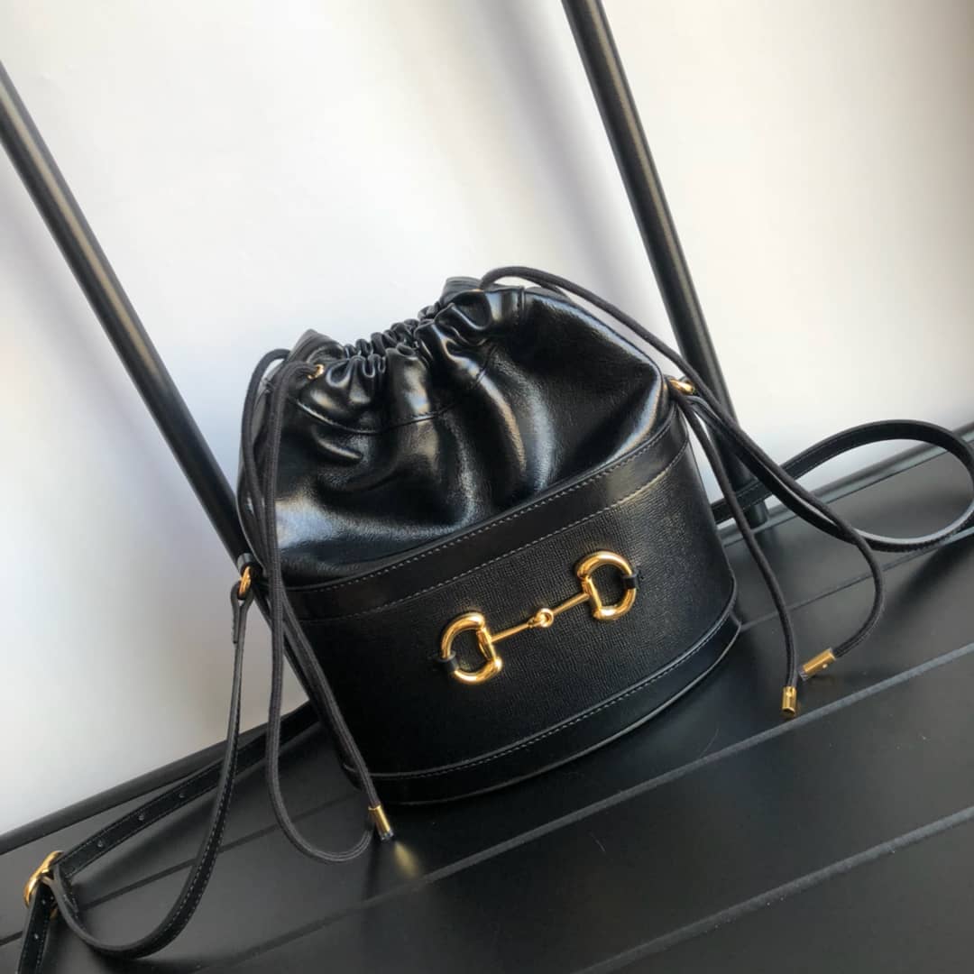 Gvc*1 1955 Horsebit Bucket Bag Replica Black 602118