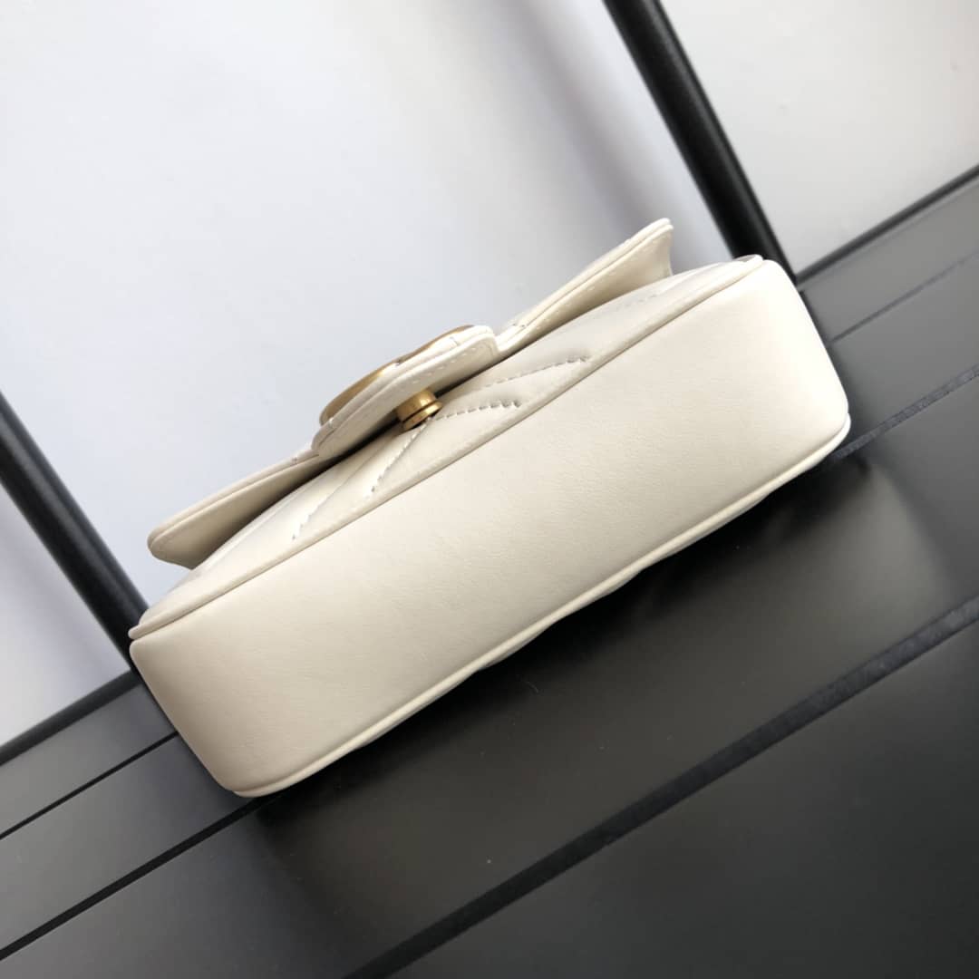 Gvc*1 GG Marmont Matelasse Leather Mini Shoulder Bag Replica White 476433