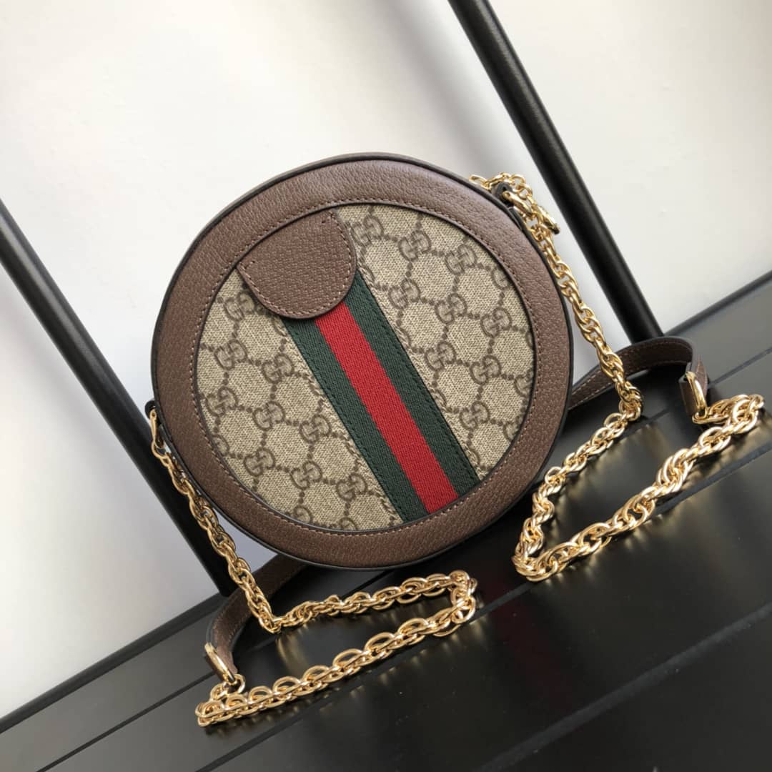 Gvc*1 Ophidia Mini Round Shoulder Bag Replica Brown 550618