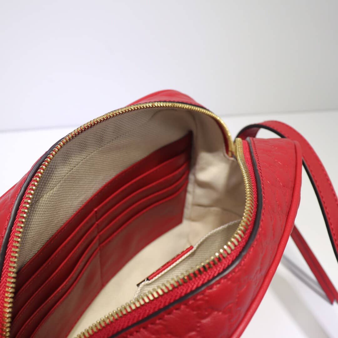 Gvc*1 Bree Gvc*1ssima GG Leather Canvas Camera Bag Replica Red 449413