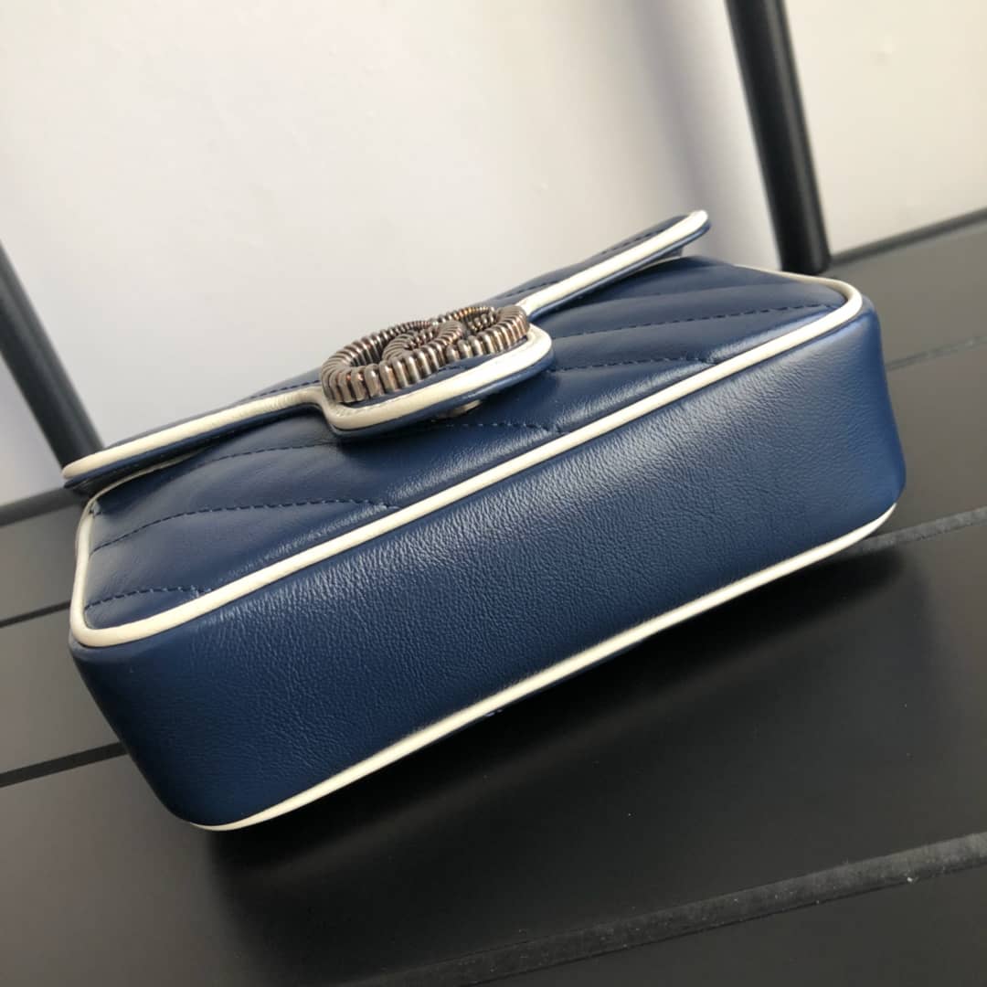 Gvc*1 GG Marmont Mini Matelasse Leather Shoulder Bag Replica Blue 574969
