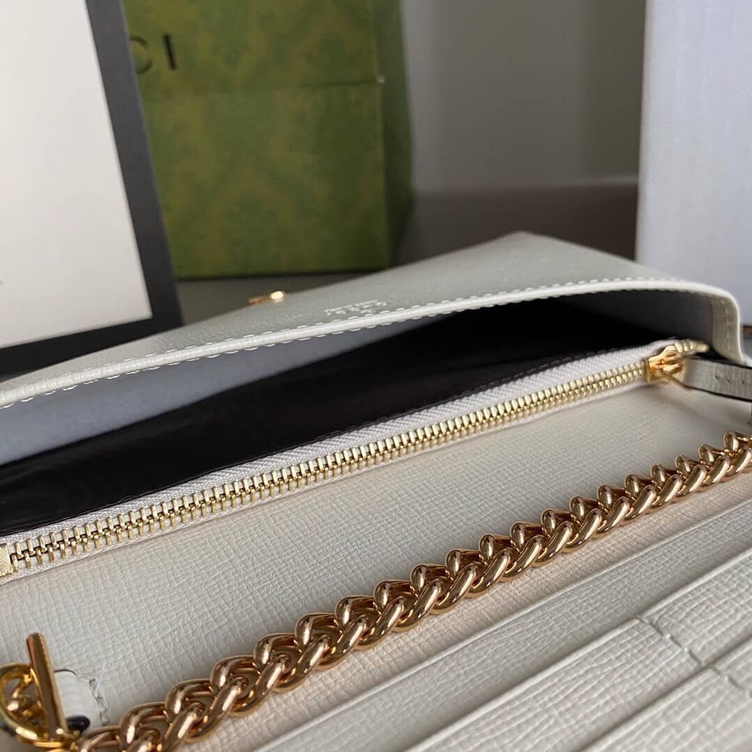 Gvc*1 GG Svp*me Horsebit 1955 Chain Wallet Replica White 621892