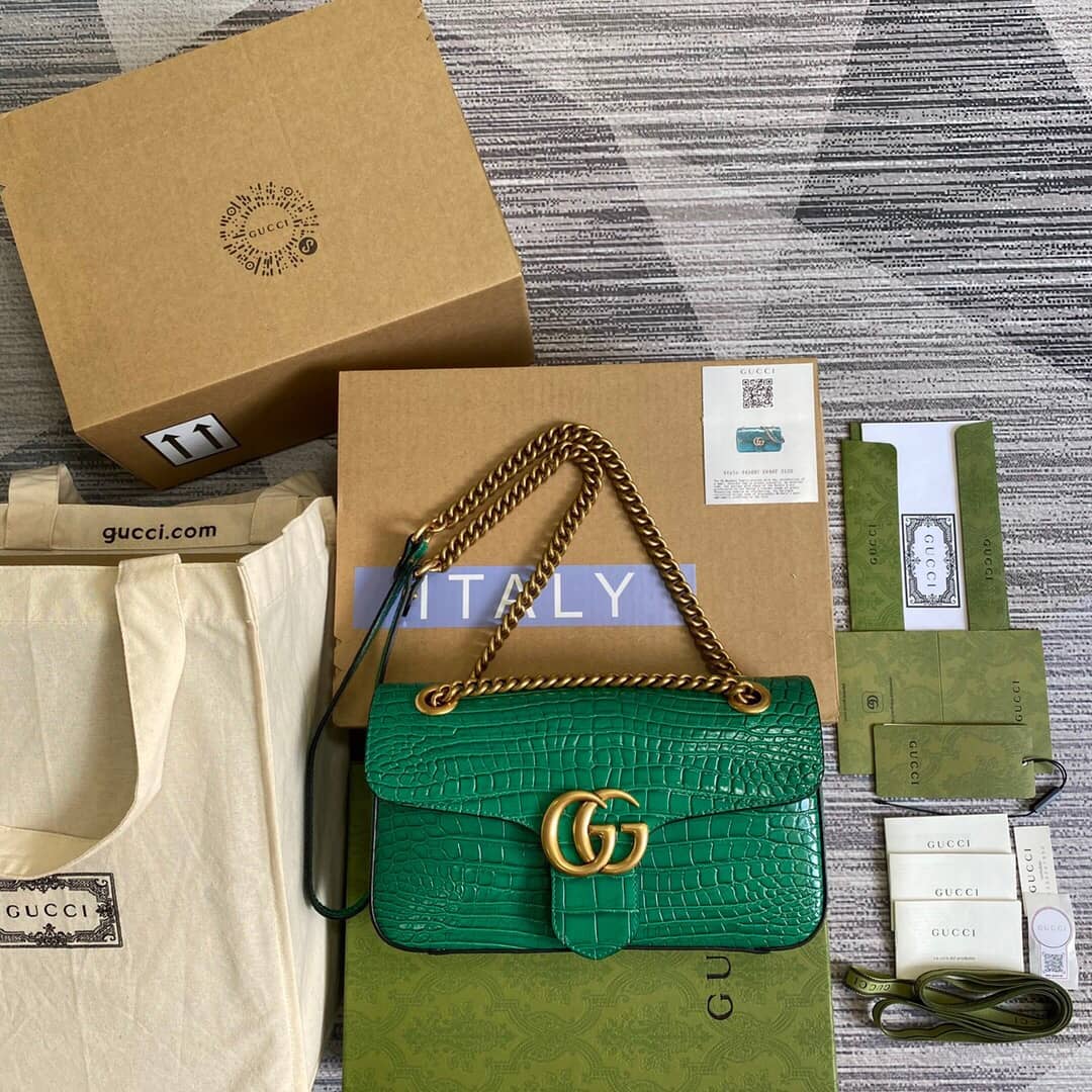 Gvc*1 GG Marmont Matelasse Shoulder Bag Replica Green 443497