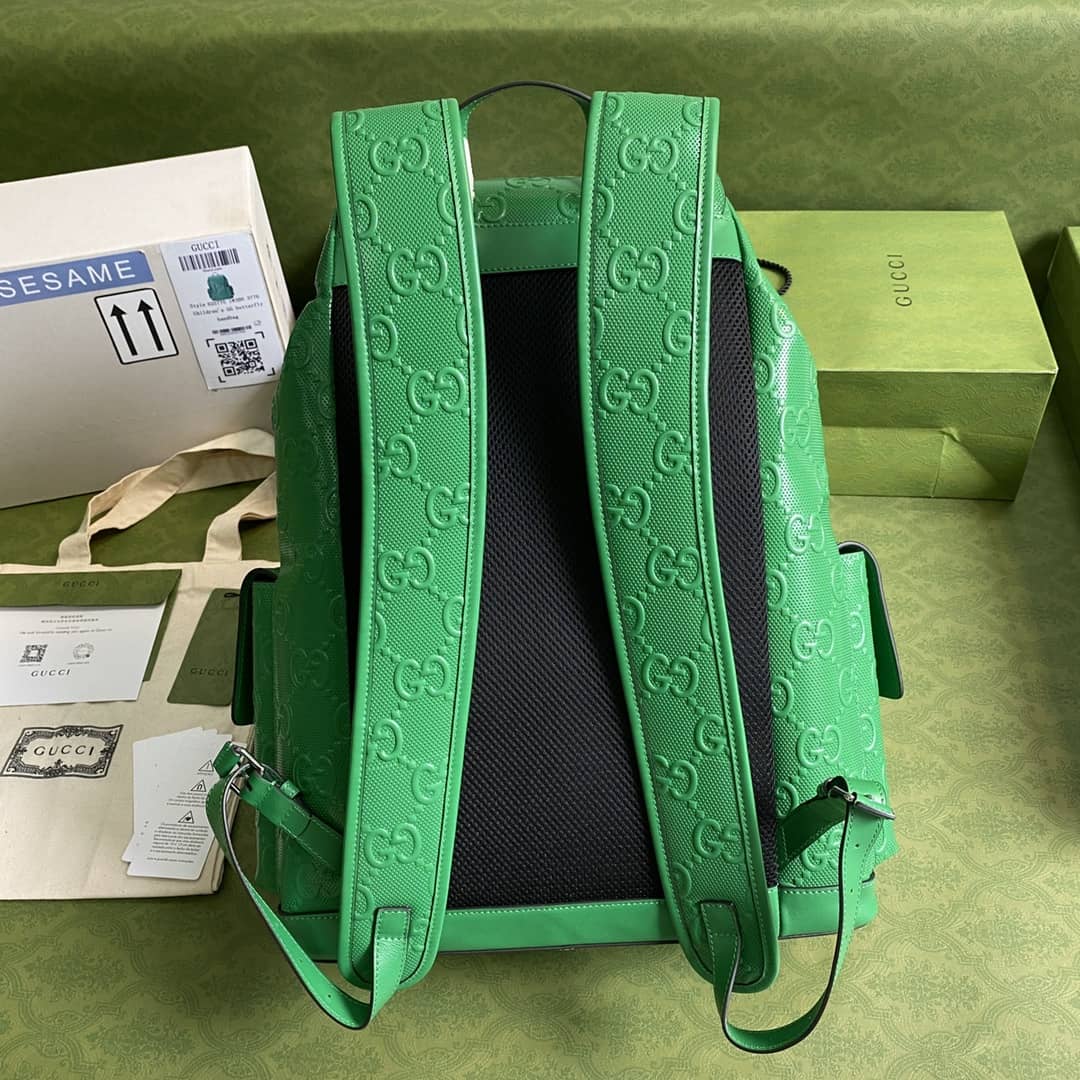 Gvc*1 GG Embossed Backpack Replica Green 625770