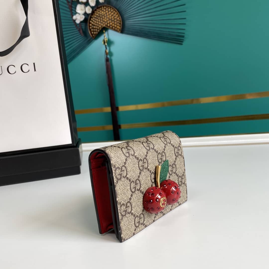 Gvc*1 Svp*me GG Wallet Card Case With Cherries Replica 476050