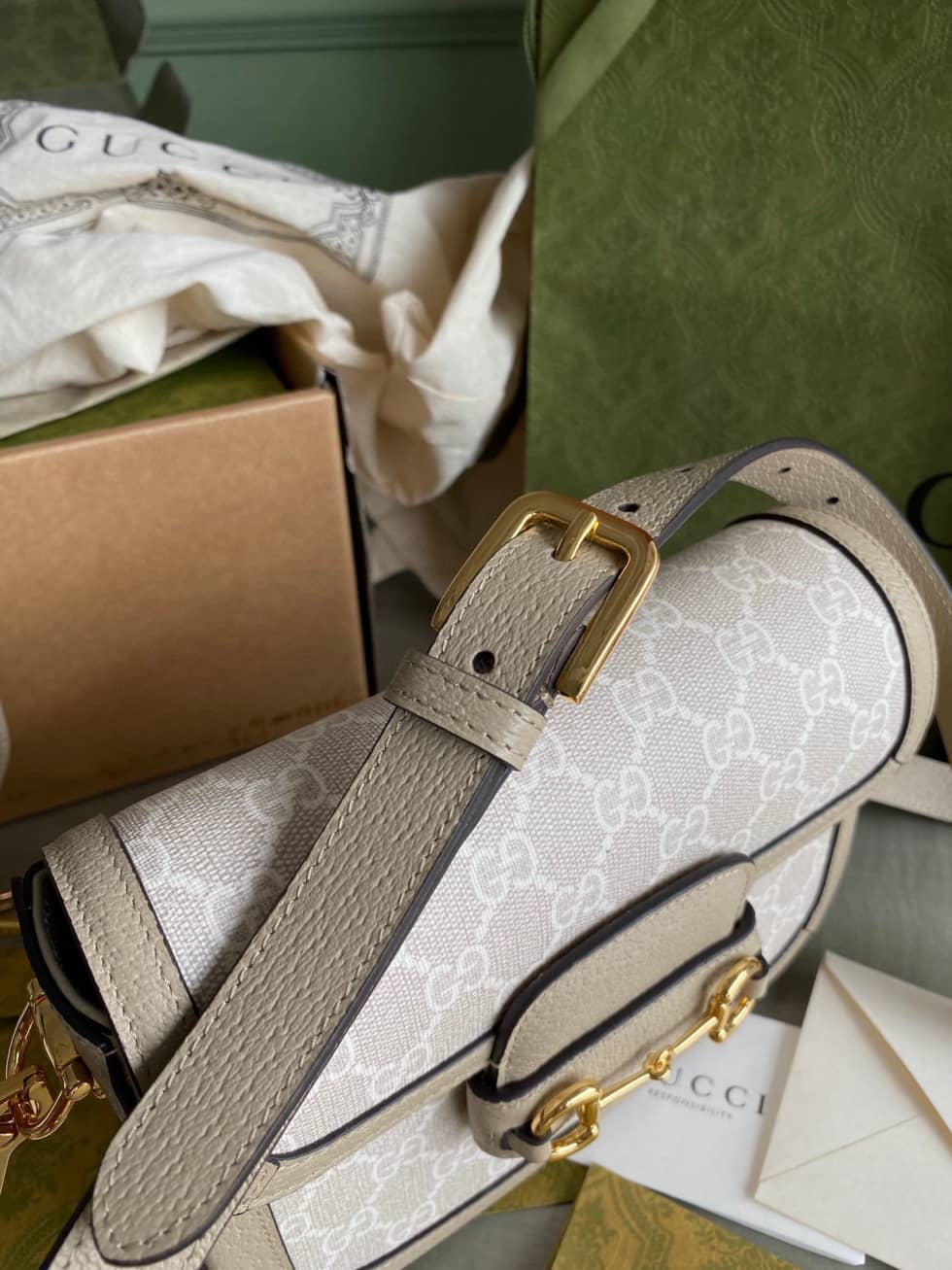 Gvc*1 Horsebit 1955 Mini Shoulder Bag White 658574 Replica