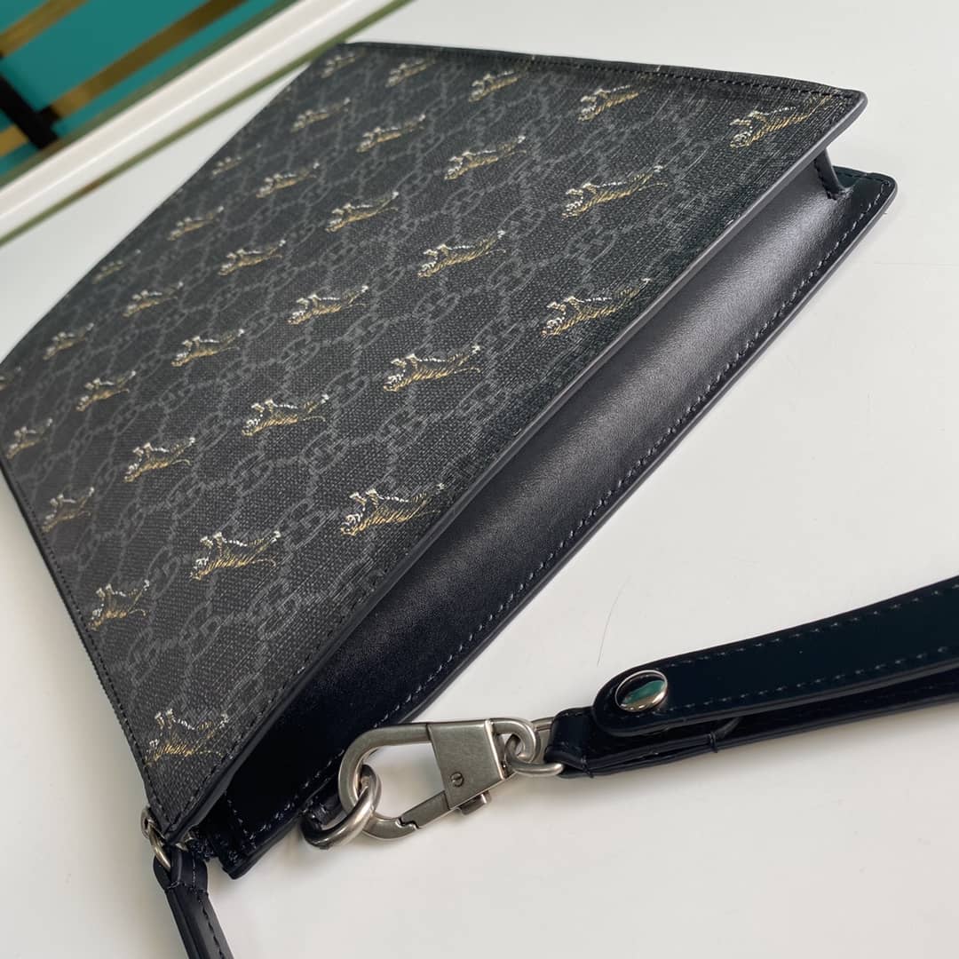 Gvc*1 GG Svp*me Tiger Print Wristlet Pouch Replica 575136