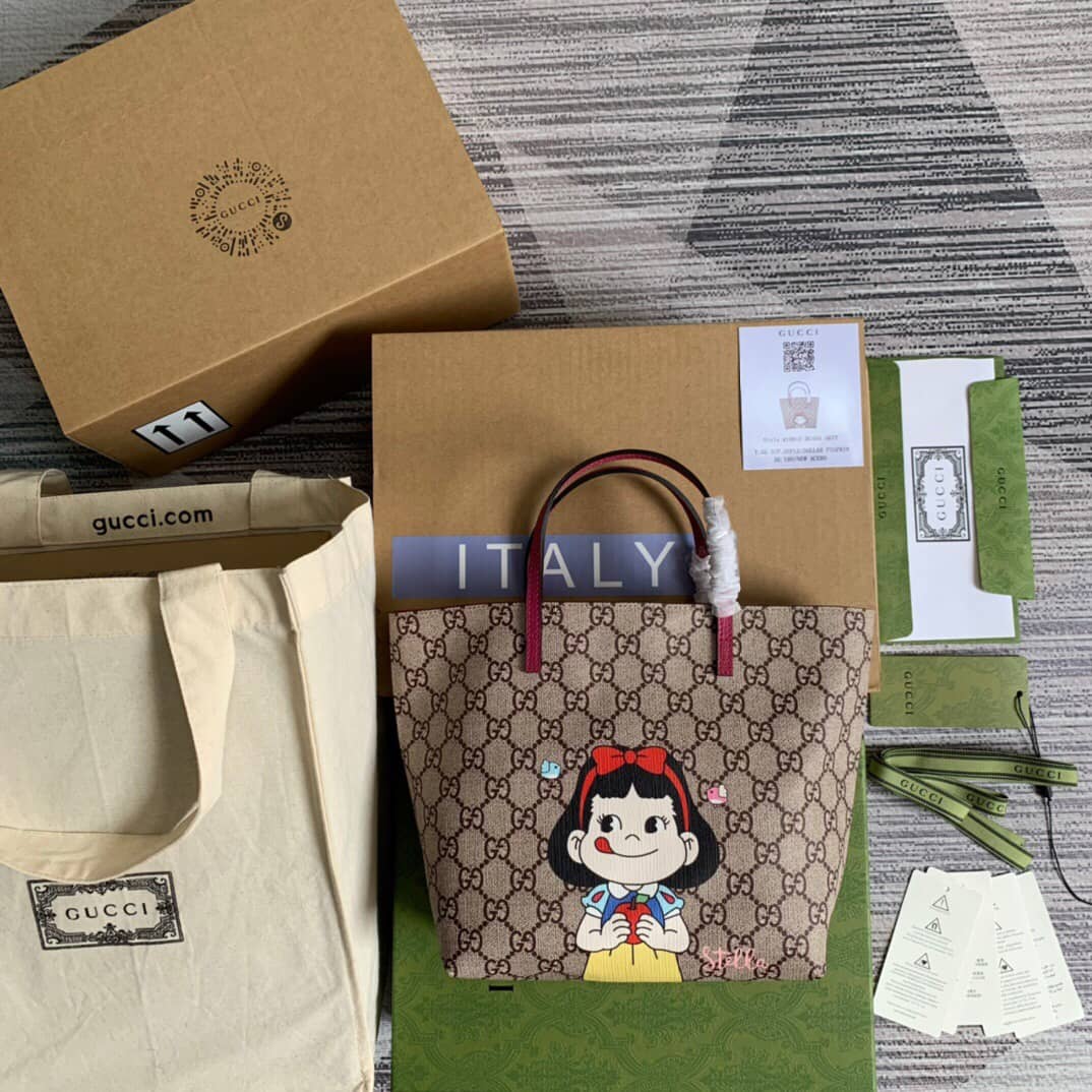 Gvc*1 Children GG Svp*me Canvas Replica Tote Brown 410812