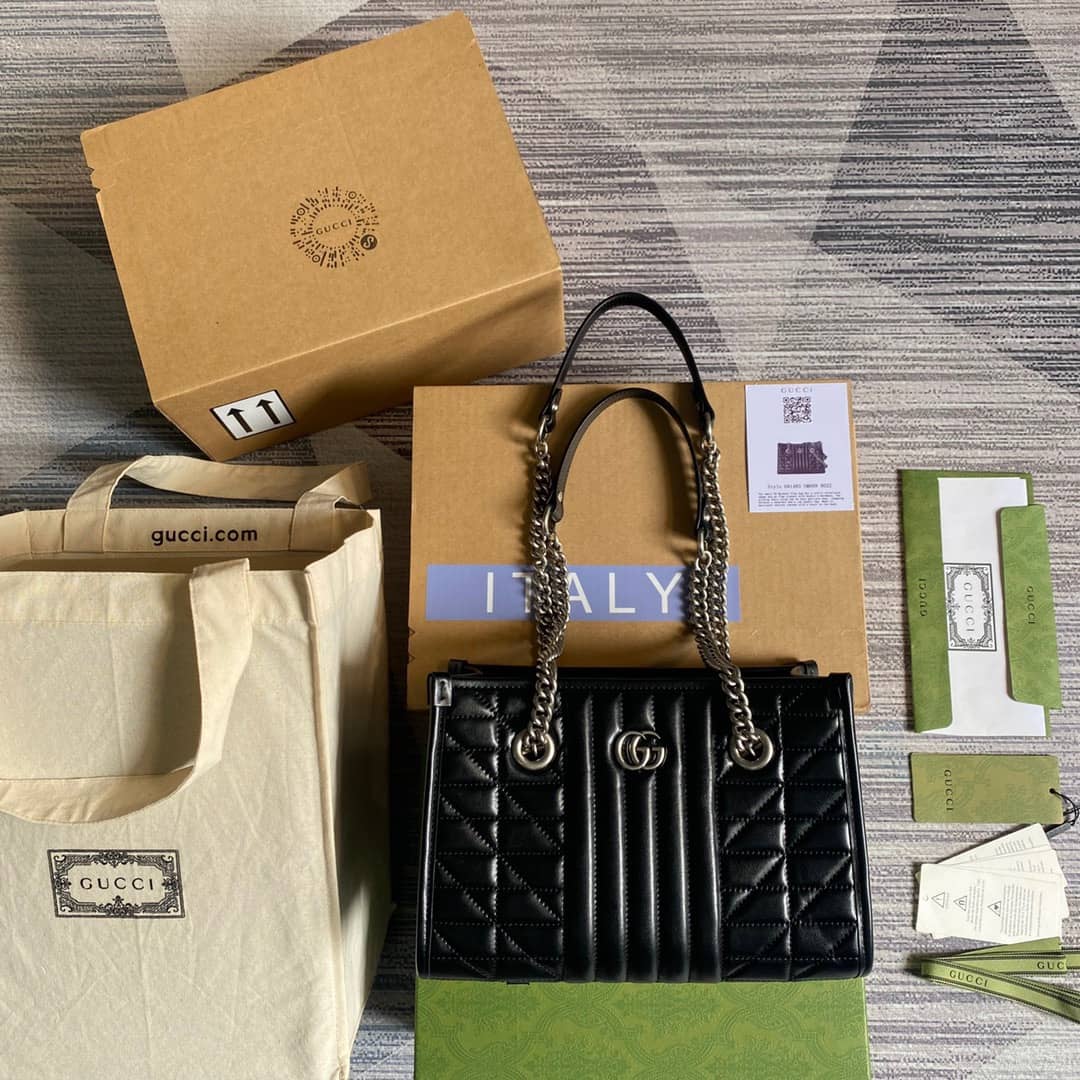 Gvc*1 GG Marmont Small Tote Bag Replica Black 681483