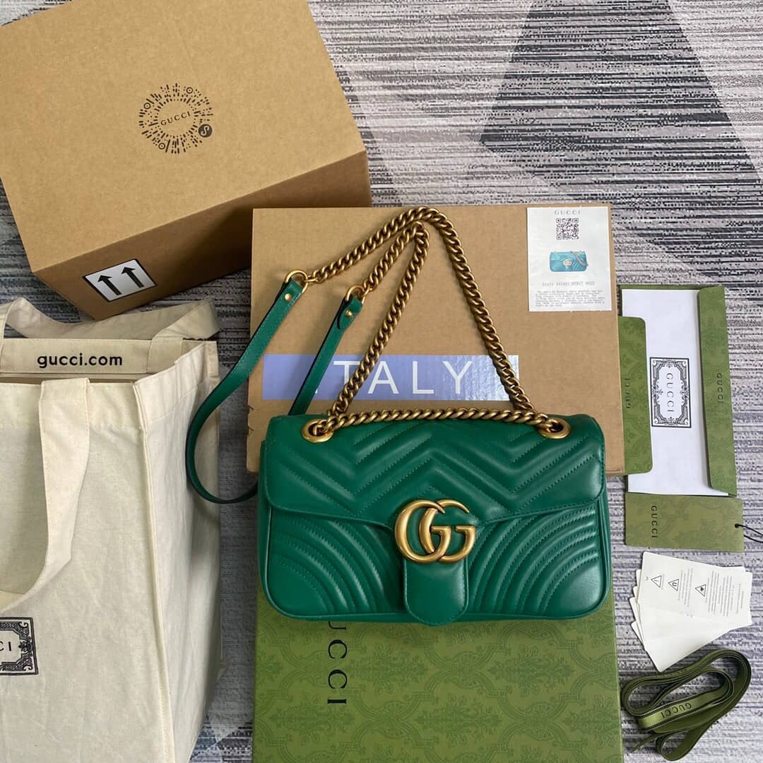 Gvc*1 GG Marmont Matelasse Shoulder Bag Replica Green 443497