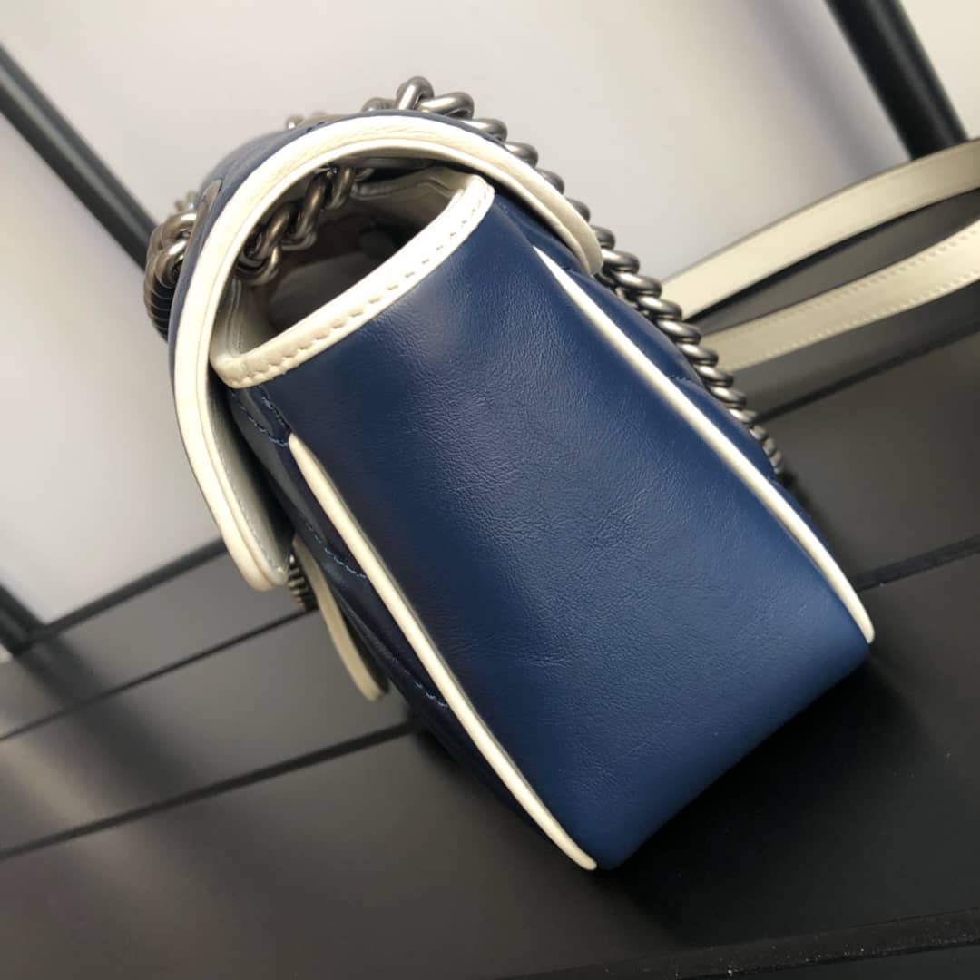 Gvc*1 GG Marmont Matelasse Shoulder Bag Replica Blue 443497