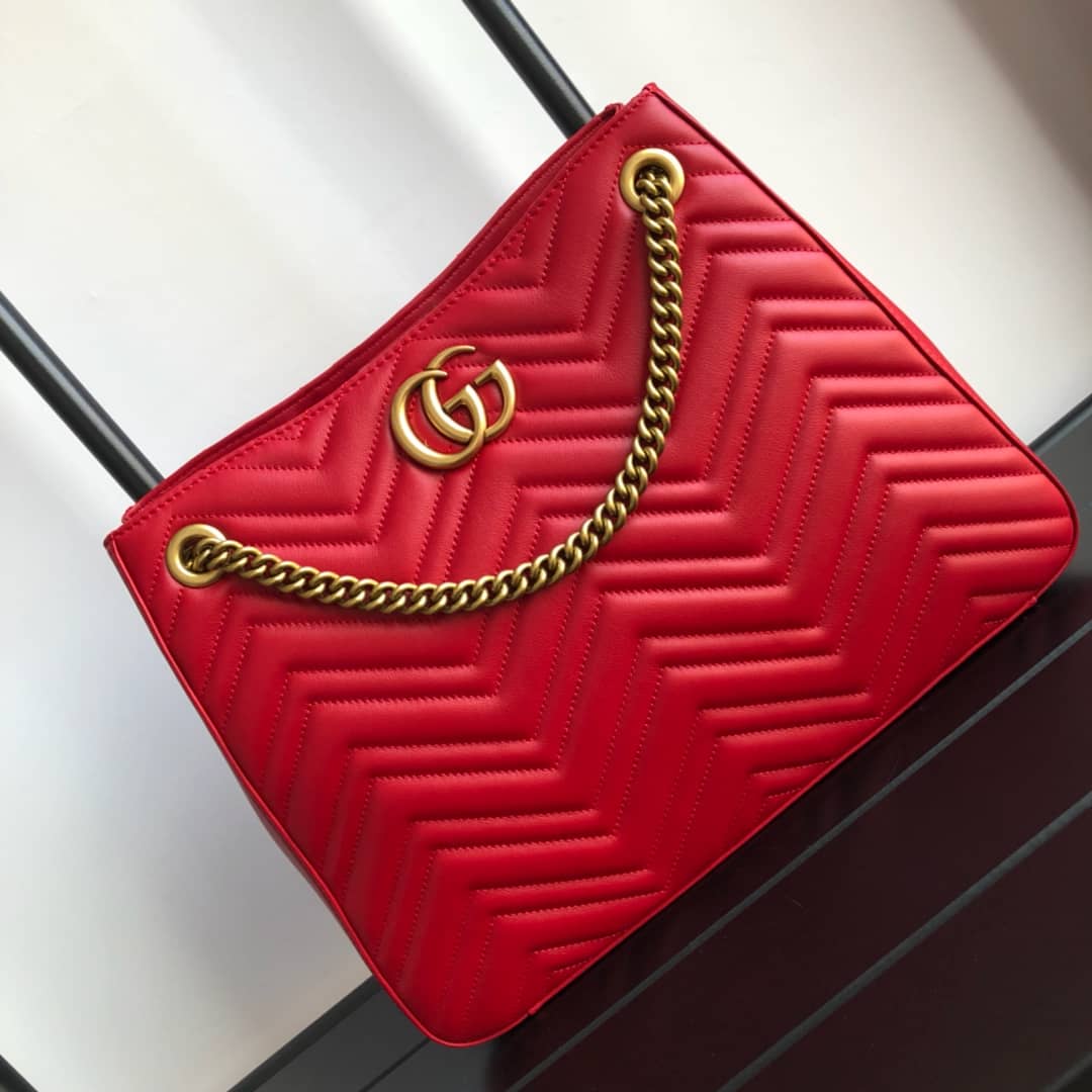 Gvc*1 GG Marmont Chain Shoulder Bag Replica Red 453569