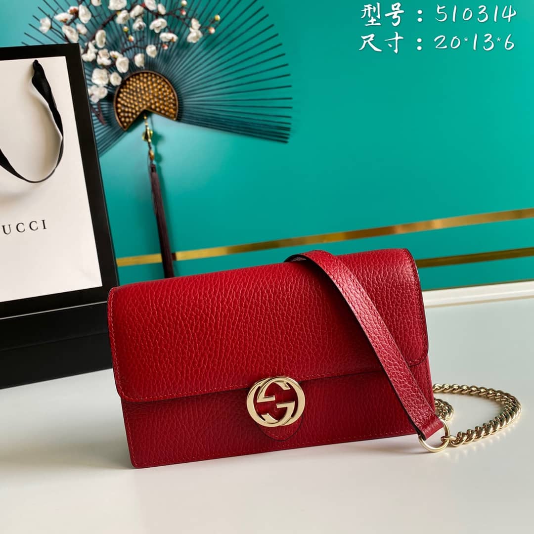 Gvc*1 Interlocking Crossbody Bag Chain Wallet Replica 510314