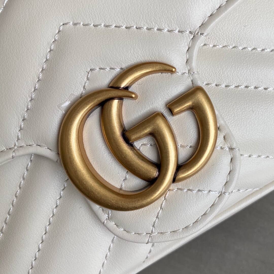 Gvc*1 GG Marmont Matelasse Leather Mini Shoulder Bag Replica White 476433