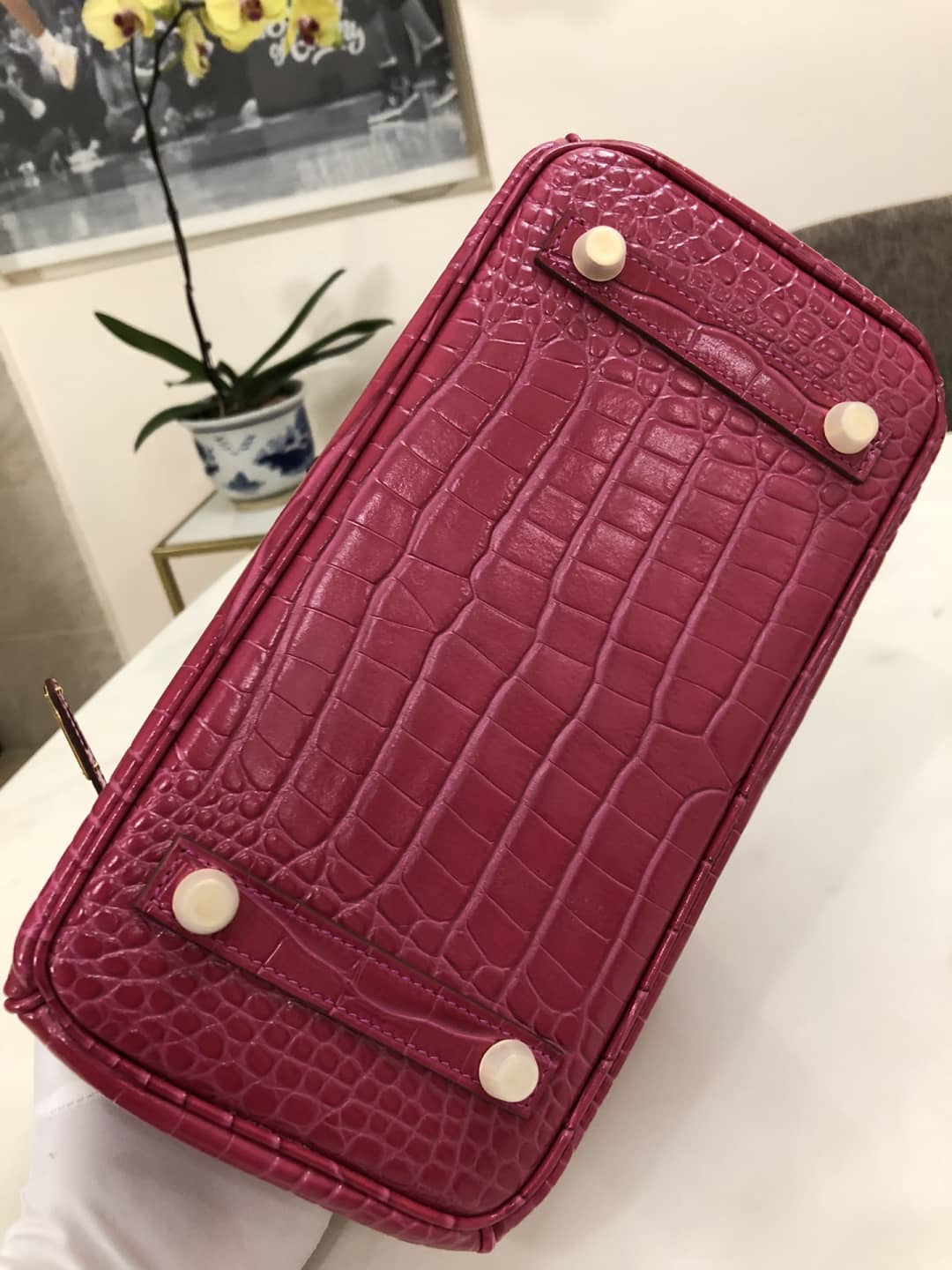 H**me5 Birkin Replica 25CM Crocodile Shiny Replica Bag
