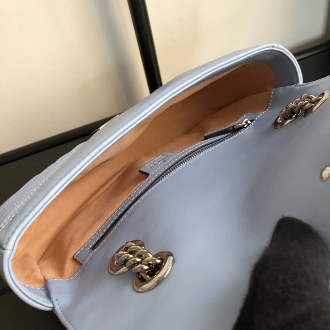 Gvc*1 GG Marmont Matelasse Shoulder Bag Replica Blue 443497