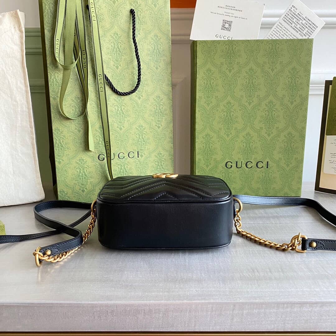 Gvc*1 GG Marmont Matelassé Mini Bag Replica Black 448065