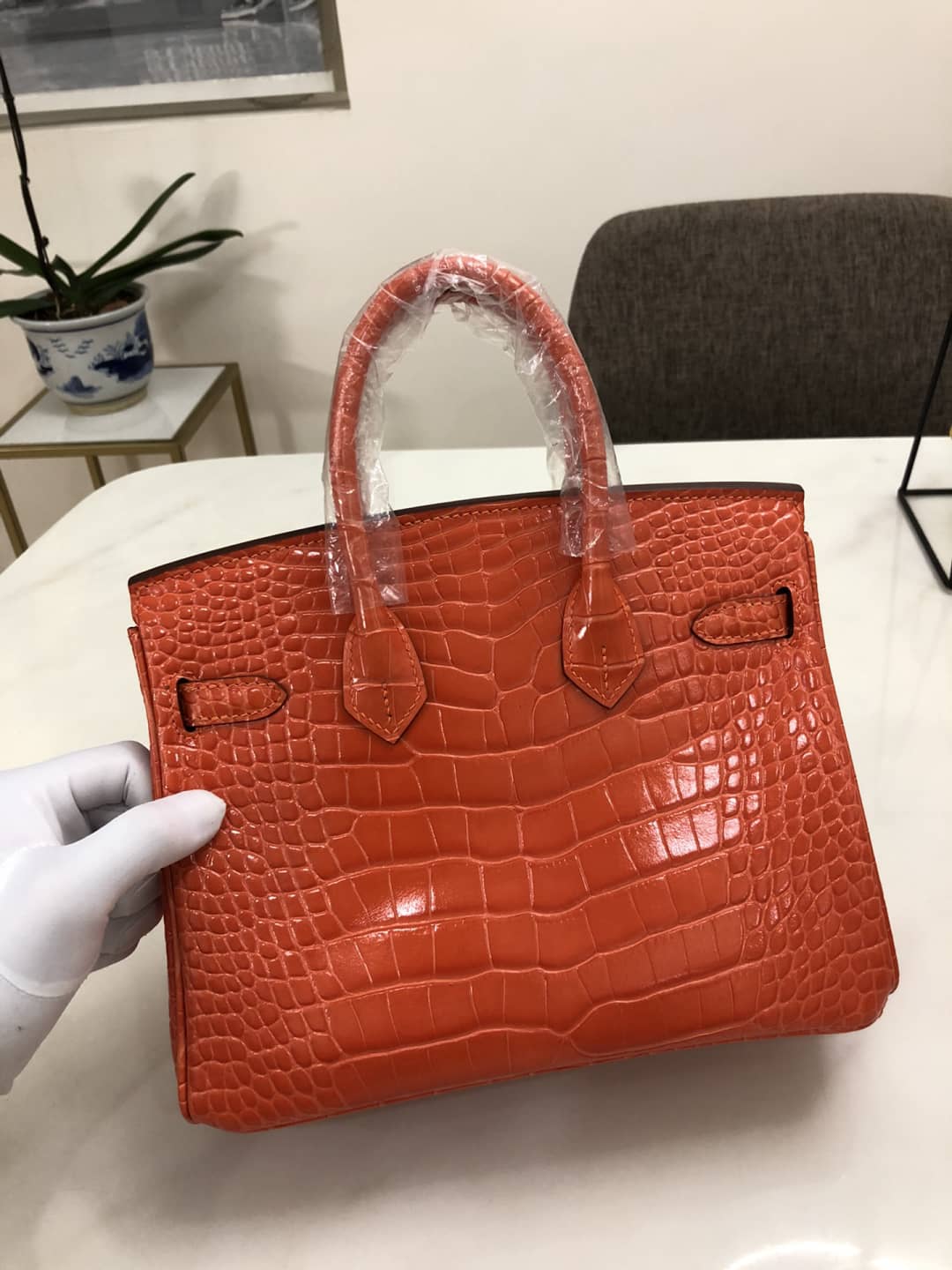 H**me5 Birkin 25CM Crocodile Shiny Replica Bag