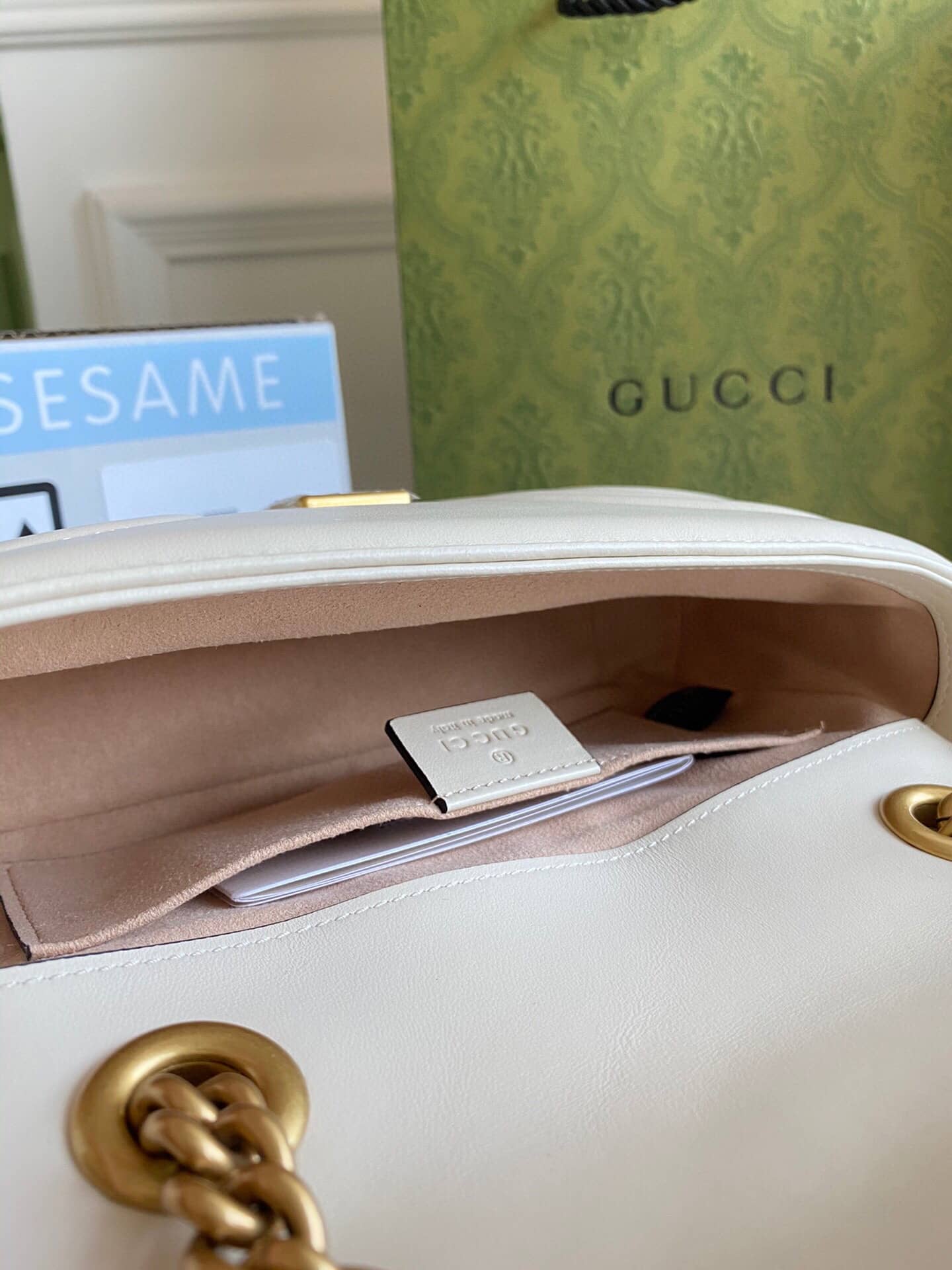 Gvc*1 GG Marmont Mini Matelasse Shoulder Bag Replica White 446744