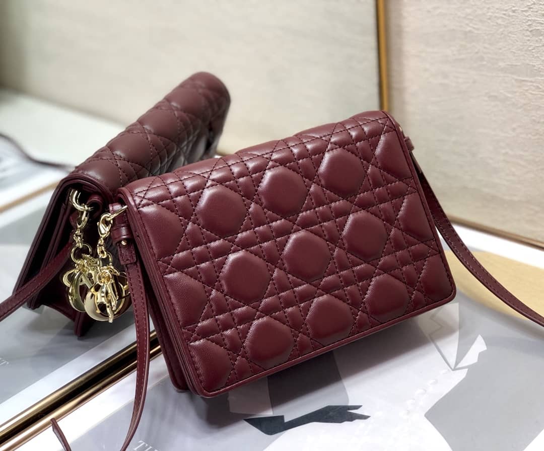 Lady D10r Dupe Cannage Calfskin Pouch