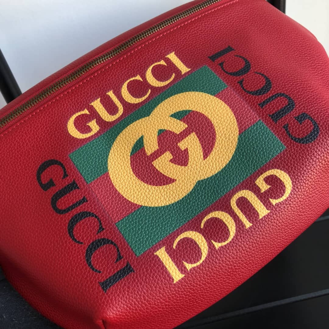 Gvc*1 Print Leather Belt Waist Bum Bag Replica Red 493869