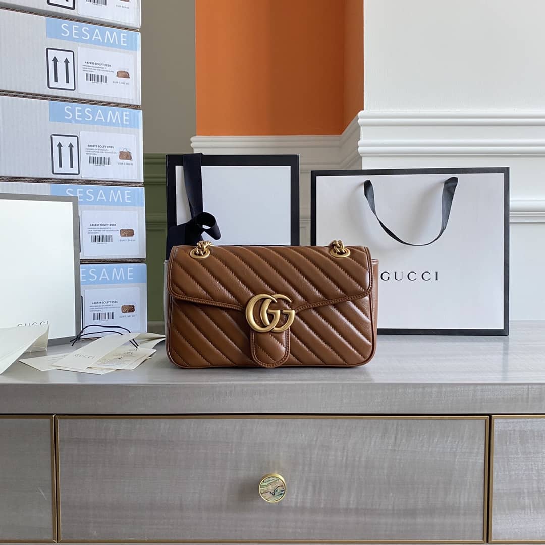 Gvc*1 GG Marmont Matelasse Shoulder Bag Replica Brown 443497
