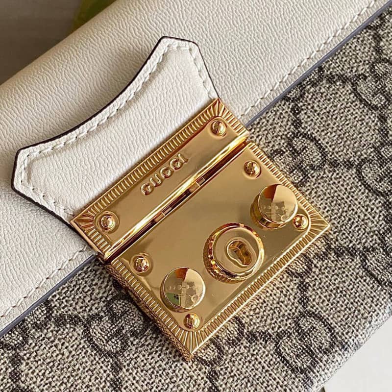 Gvc*1 GG Svp*me Canvas Padlock Mini Shoulder Bag Replica Gray White 652683