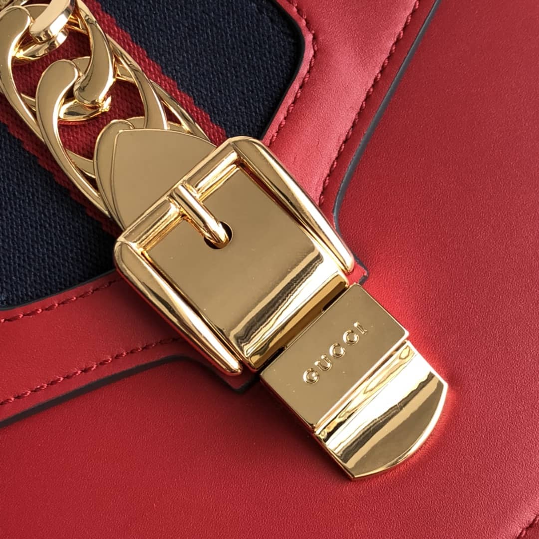 Gvc*1 Sylvie Leather Mini Shoulder Bag Replica White Red 470270