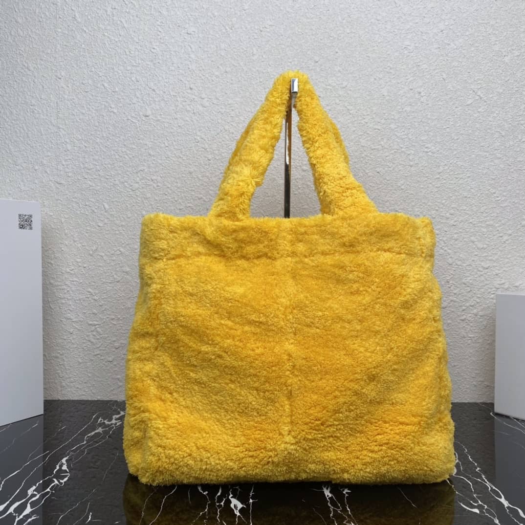 Replica Pra*as Shearling Tote Shoulder Bag(ColaReps)
