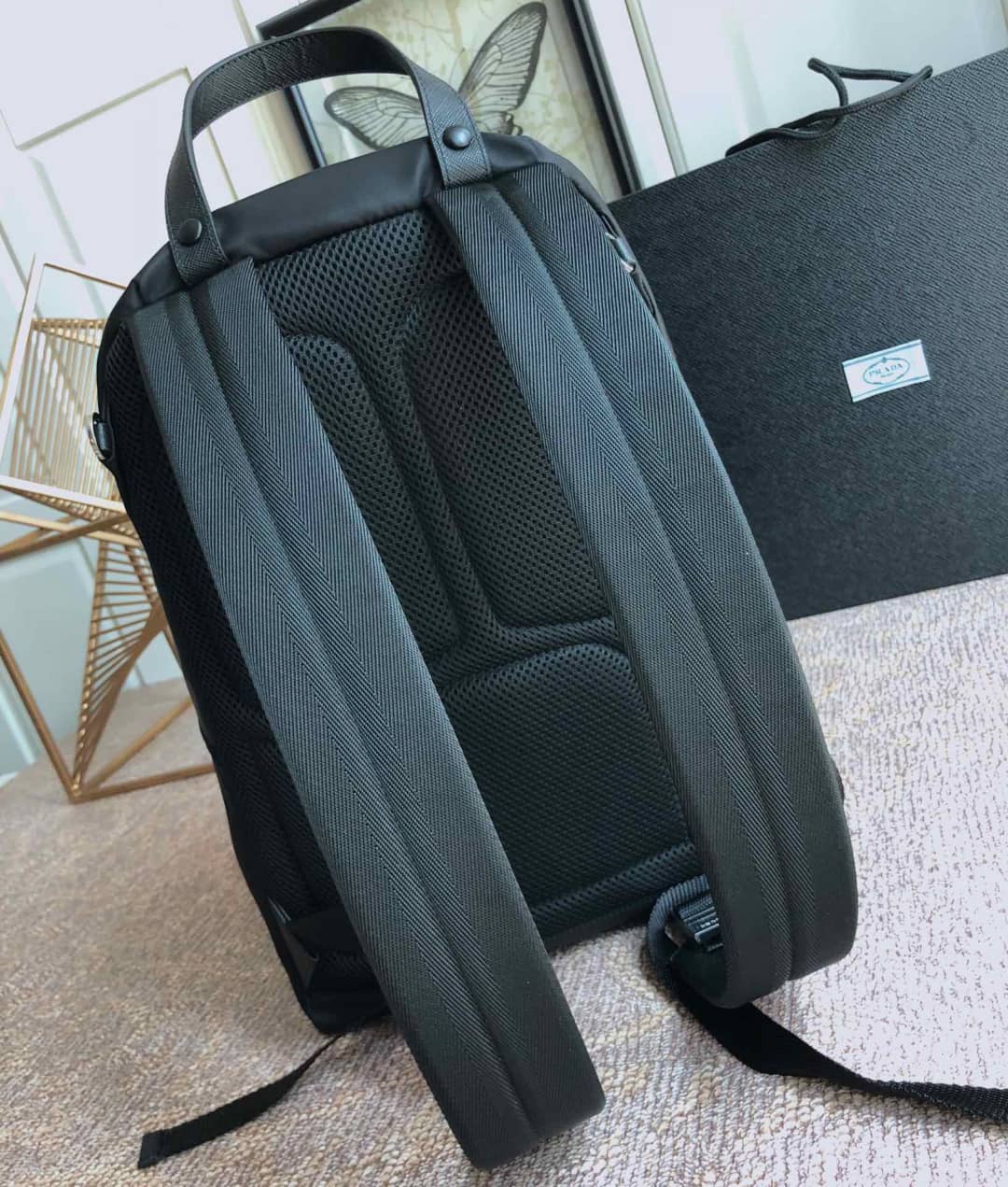 Pra*a Backpack Dupe Nylon Leather Replica