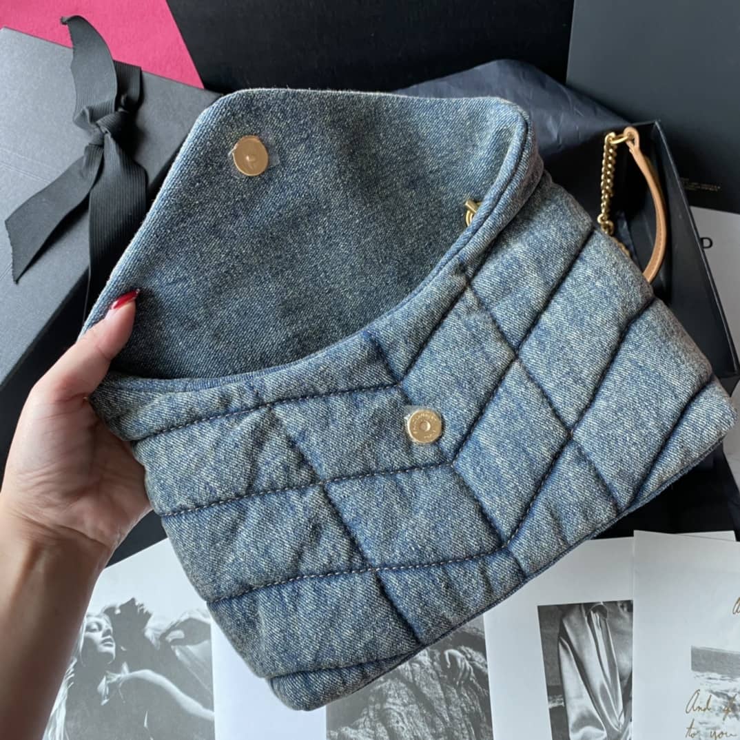 Sa1nt Lau*nt Loulou Denim Shoulder Bag
