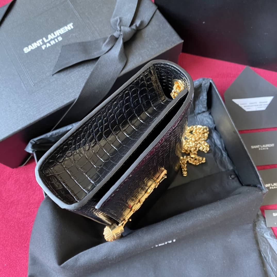 Y51 Monogram Kate Tassel Embossed Crocodile Shiny Leather Cohotbag