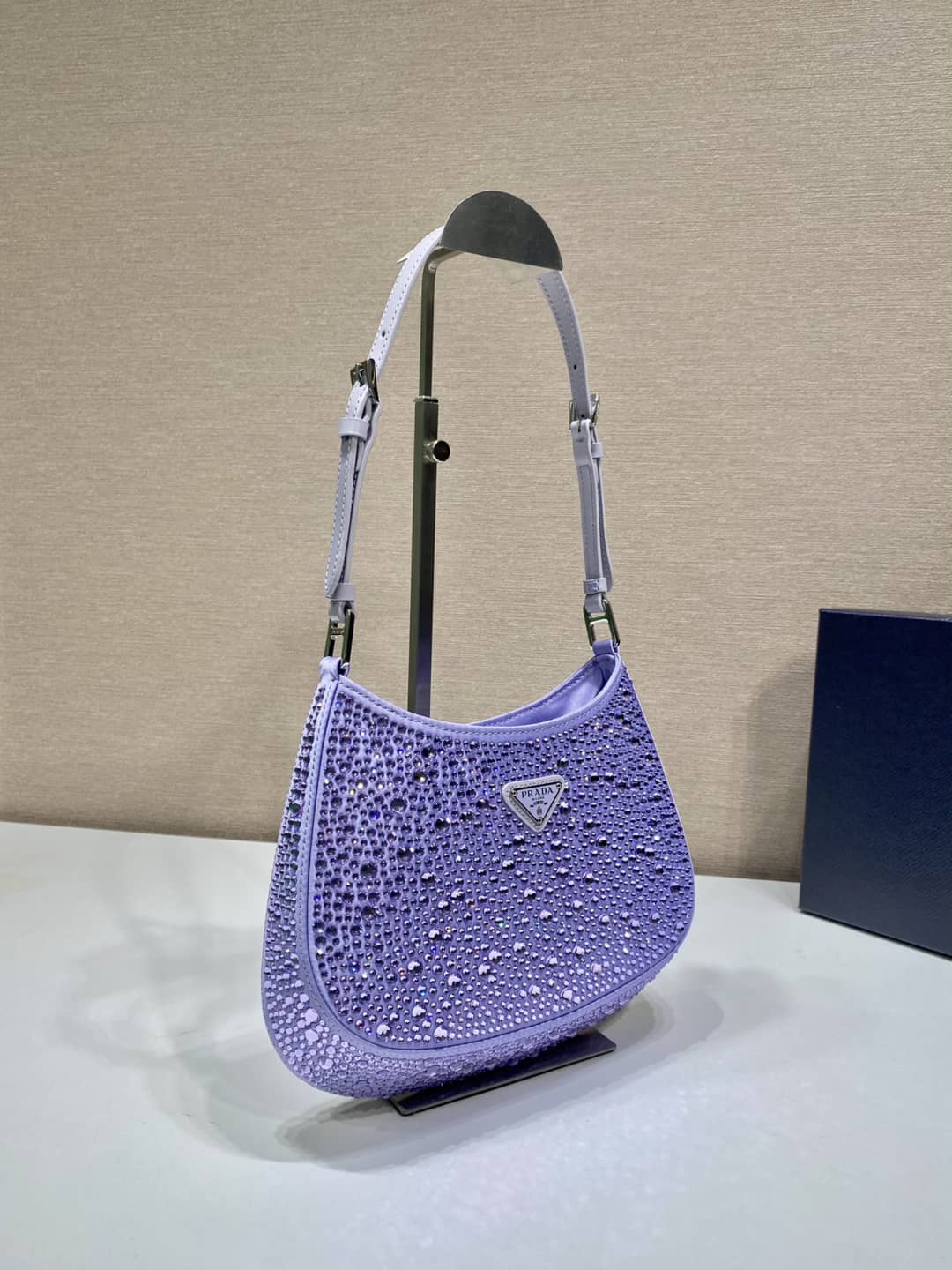 Pra*a Cleo Bag Dupe Satin Bag With Appliqusin In Wisteria