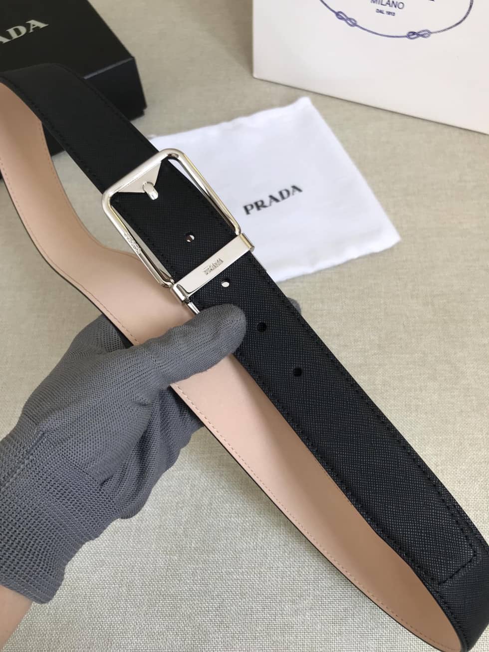 Fake Pra*a Logo Belt 35mm